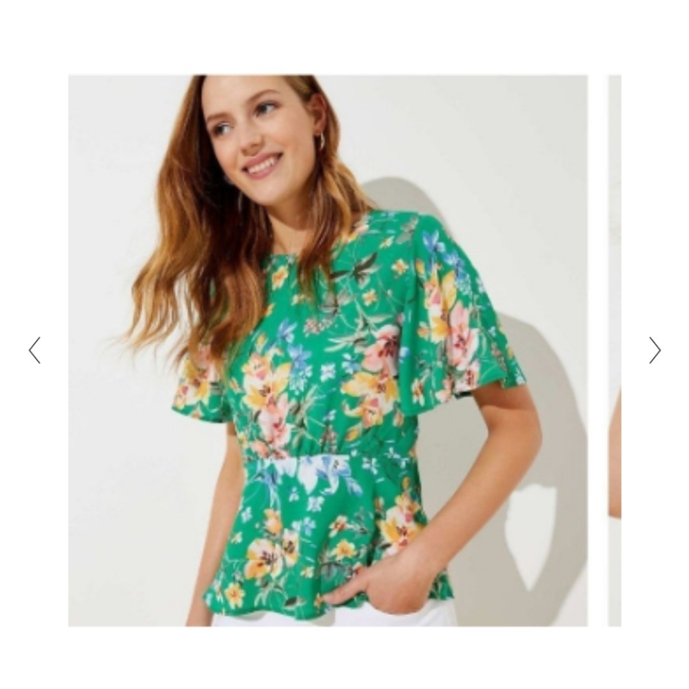 Loft peplum zip back top